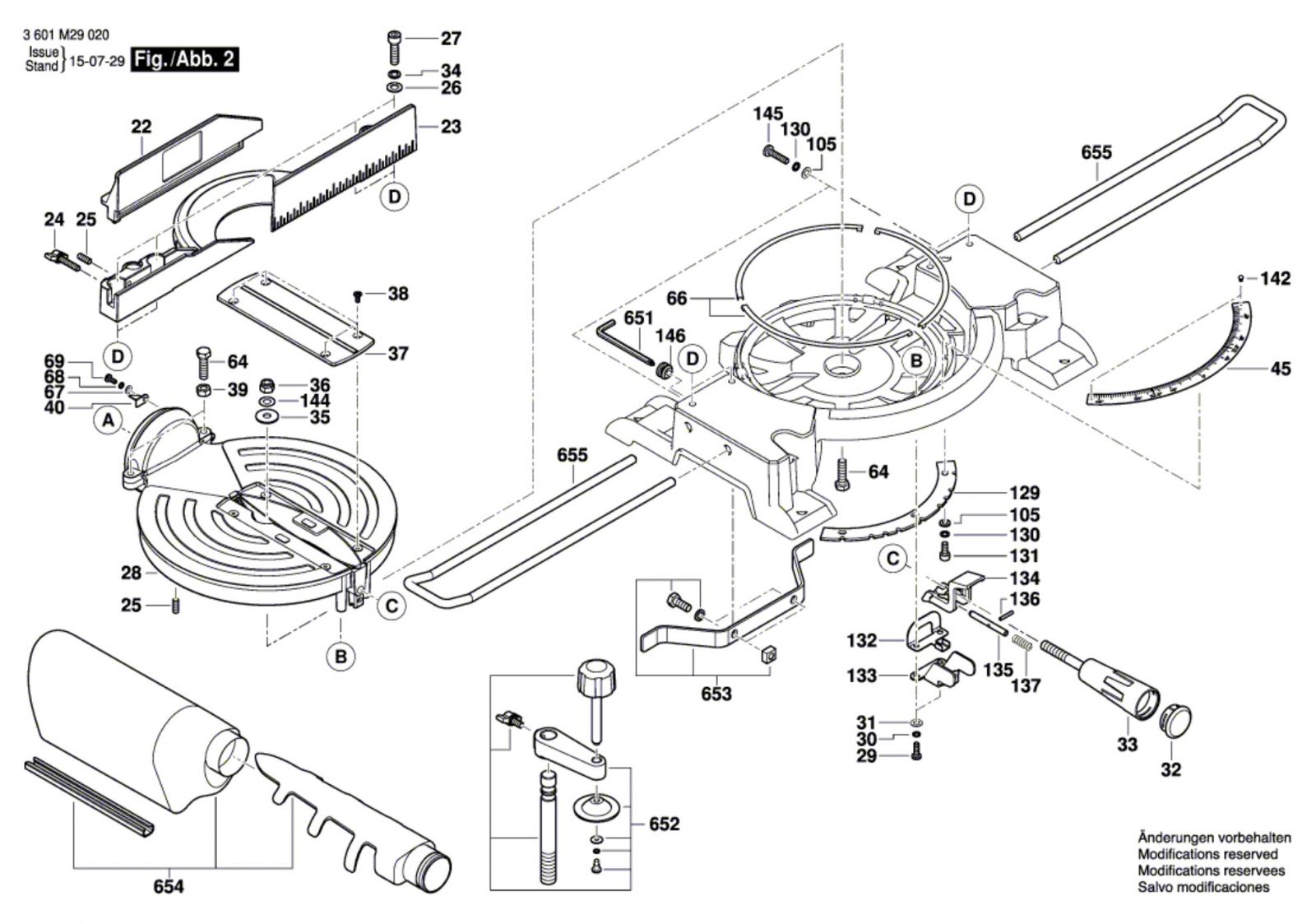 Bosch 3 601 M29 020 Gcm 10 Mx Slide Mitre Saw Spare Parts SPARE